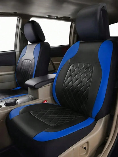 9PCS Diamond Leather Car Seat Cover Set- Bling Sparkle Design, Universal Fit For SUV/Sedan/Van (Airbag Compatible, Includes Front/Rear/Headrest Covers)