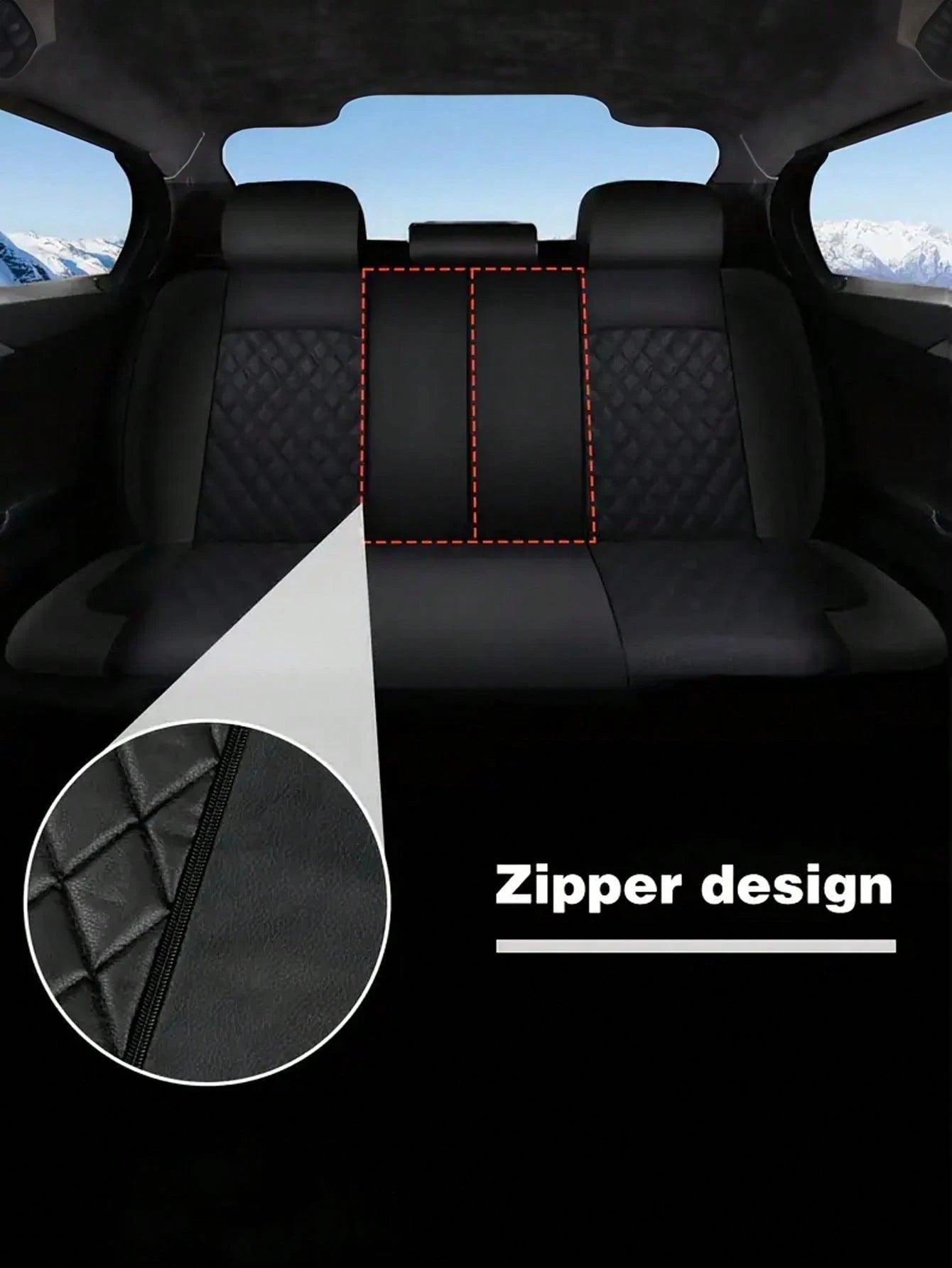 9PCS Diamond Leather Car Seat Cover Set- Bling Sparkle Design, Universal Fit For SUV/Sedan/Van (Airbag Compatible, Includes Front/Rear/Headrest Covers)