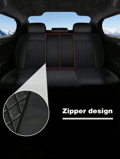 9PCS Diamond Leather Car Seat Cover Set- Bling Sparkle Design, Universal Fit For SUV/Sedan/Van (Airbag Compatible, Includes Front/Rear/Headrest Covers)
