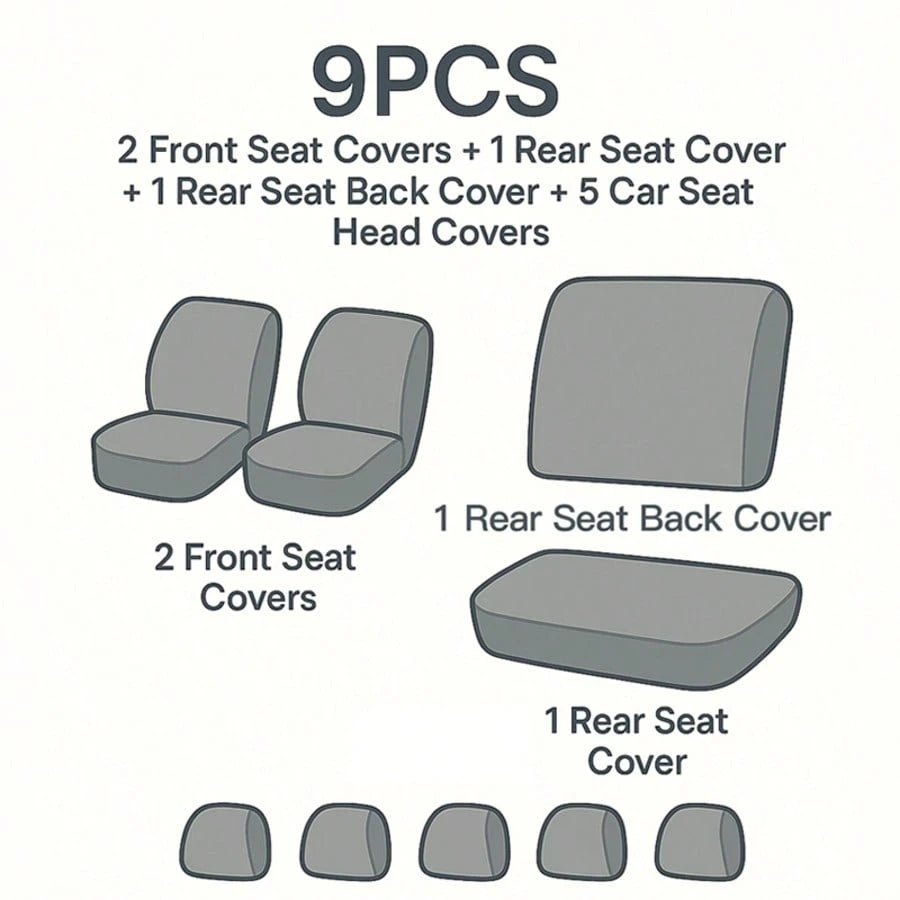 9Pcs New Football Quilted Design Car Seat Covers Pack Airbag Compatible Universal Seat Cushions Car Accessories Design For Women