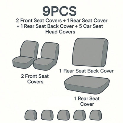 9Pcs New Football Quilted Design Car Seat Covers Pack Airbag Compatible Universal Seat Cushions Car Accessories Design For Women