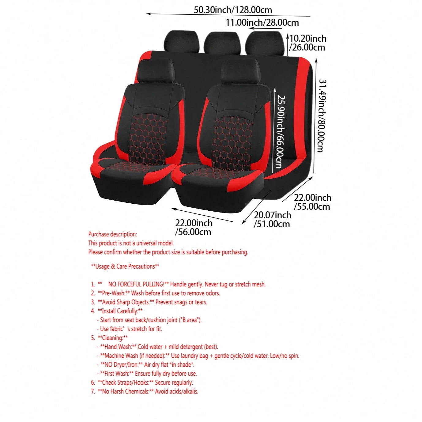9Pcs New Football Quilted Design Car Seat Covers Pack Airbag Compatible Universal Seat Cushions Car Accessories Design For Women