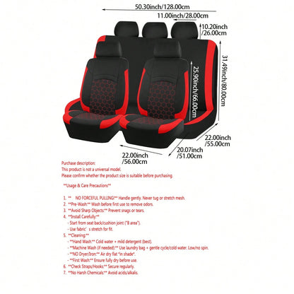 9Pcs New Football Quilted Design Car Seat Covers Pack Airbag Compatible Universal Seat Cushions Car Accessories Design For Women