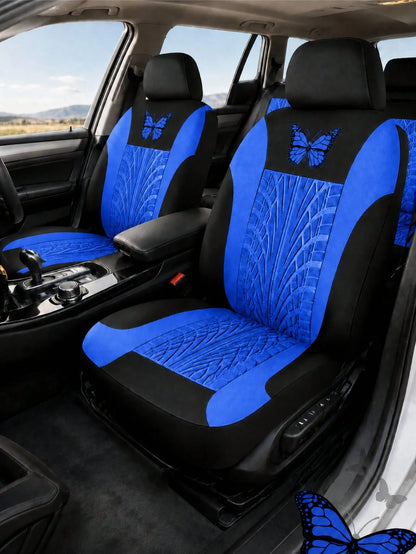 9pcs/Set (4pcs/Set) Universal Butterfly Pattern Embroidered Car Seat Covers, Made Of Polyester Fabric, Suitable For All Seasons, Washable By Hand, Fit For SUV, Sedan, Van And Other Vehicle Models, Com