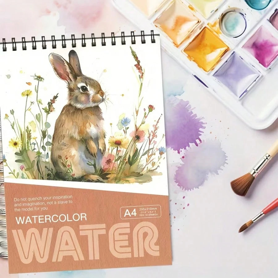 A4 Watercolor Pad 24 Sheets| No Paper Scraps & Lint-Free Thick Paper| Spiral Bound Sketchbook| Back To School Art Supplies For Painting & Sketching| Student Art Kit