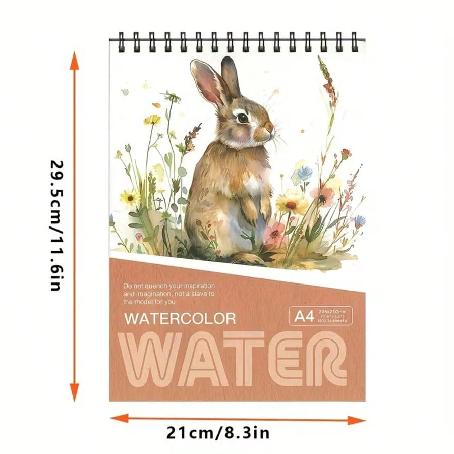 A4 Watercolor Pad 24 Sheets| No Paper Scraps & Lint-Free Thick Paper| Spiral Bound Sketchbook| Back To School Art Supplies For Painting & Sketching| Student Art Kit