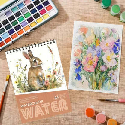 A4 Watercolor Pad 24 Sheets| No Paper Scraps & Lint-Free Thick Paper| Spiral Bound Sketchbook| Back To School Art Supplies For Painting & Sketching| Student Art Kit