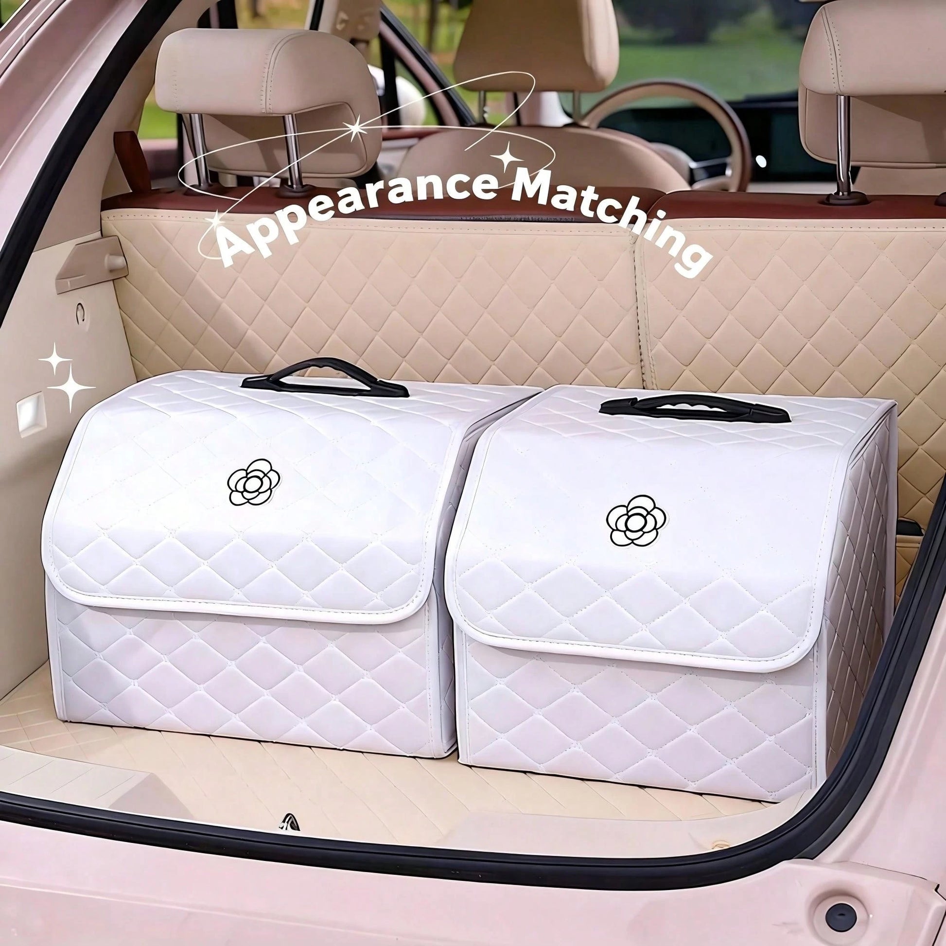 AD Premium Car Trunk Storage Box, Quilted Foldable Car Organizer Box, Multi-Functional Storage Container, Practical & Cute Bow Design, Available In Pink & Black