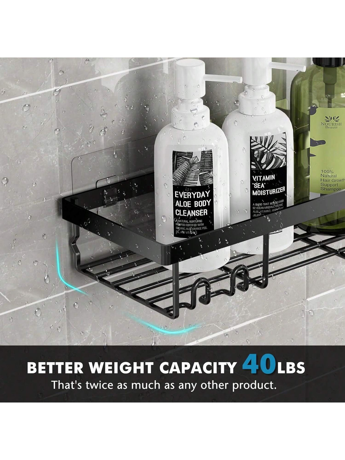 Adhesive Shower Caddy, 5 Pack Rustproof Stainless Steel Bath Organizers With Large Capacity, No Drilling Shelves For Bathroom Storage & Home Decor