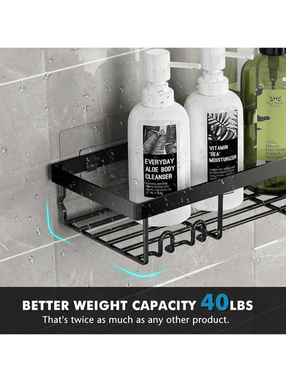 Adhesive Shower Caddy, 5 Pack Rustproof Stainless Steel Bath Organizers With Large Capacity, No Drilling Shelves For Bathroom Storage & Home Decor