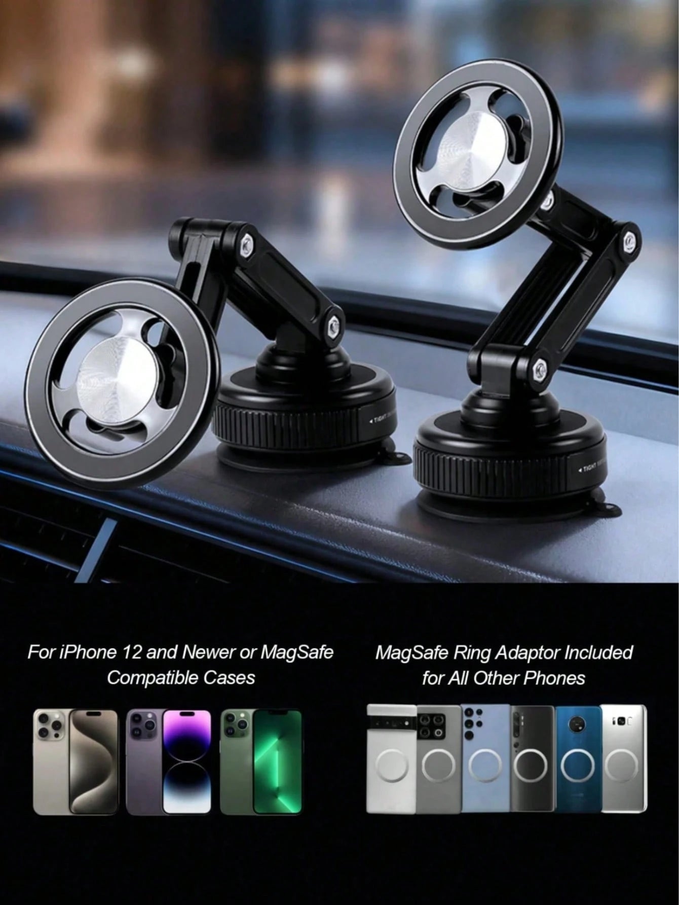 Adjustable Magnetic Suction Cup Bracket Car Phone Holder 2026 New Powerful Magnetic Car Mount, Vacuum Suction Cup Mobile Phone Holder, Folding Dashboard 360-Degree Rotating Adsorption Navigation Brack