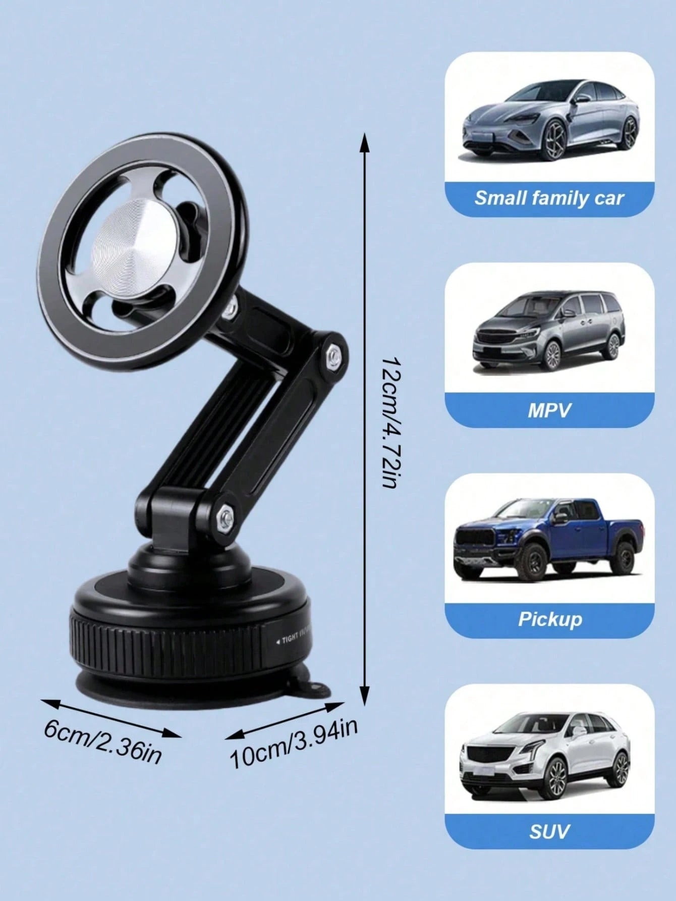 Adjustable Magnetic Suction Cup Bracket Car Phone Holder 2026 New Powerful Magnetic Car Mount, Vacuum Suction Cup Mobile Phone Holder, Folding Dashboard 360-Degree Rotating Adsorption Navigation Brack