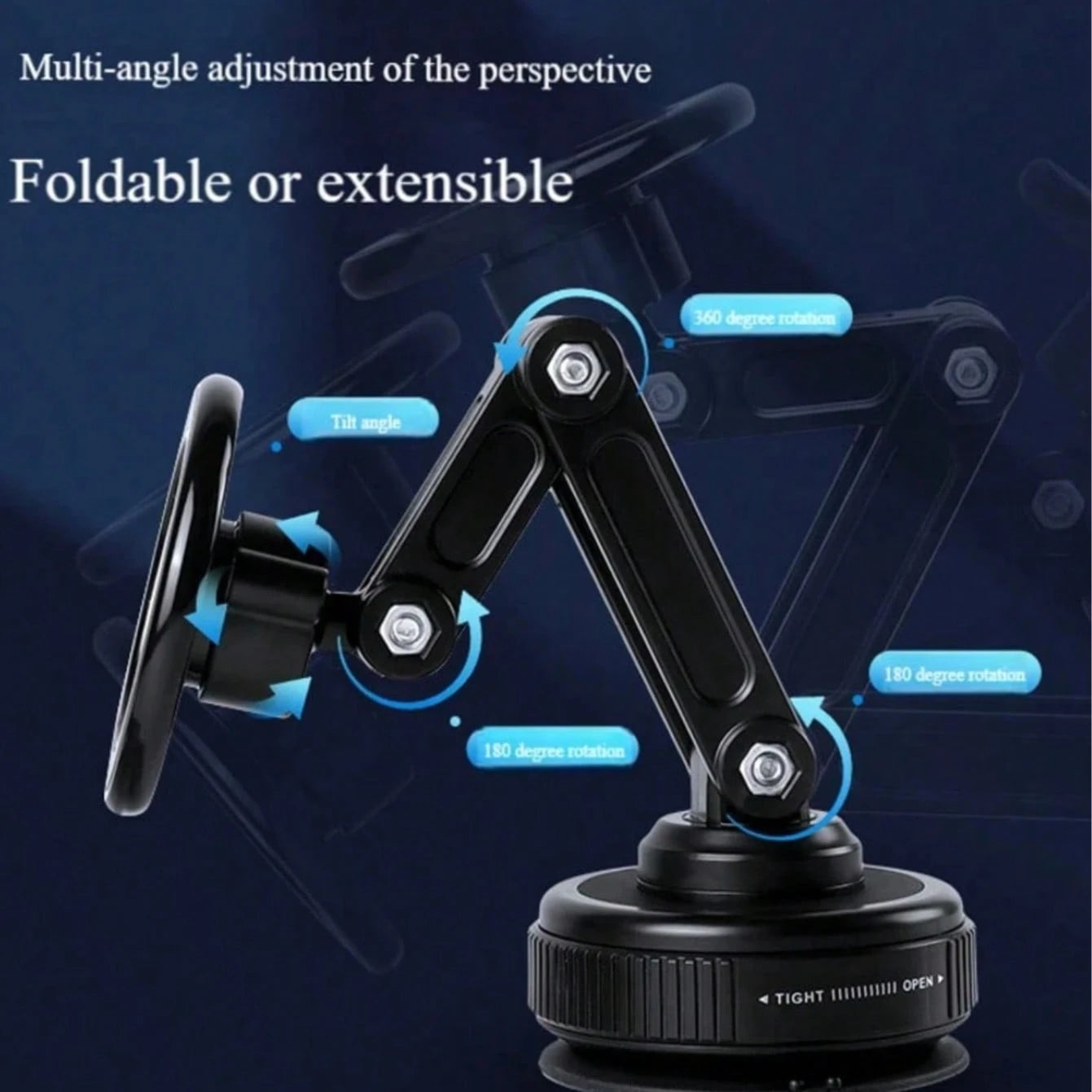 Adjustable Magnetic Suction Cup Bracket Car Phone Holder 2026 New Powerful Magnetic Car Mount, Vacuum Suction Cup Mobile Phone Holder, Folding Dashboard 360-Degree Rotating Adsorption Navigation Brack