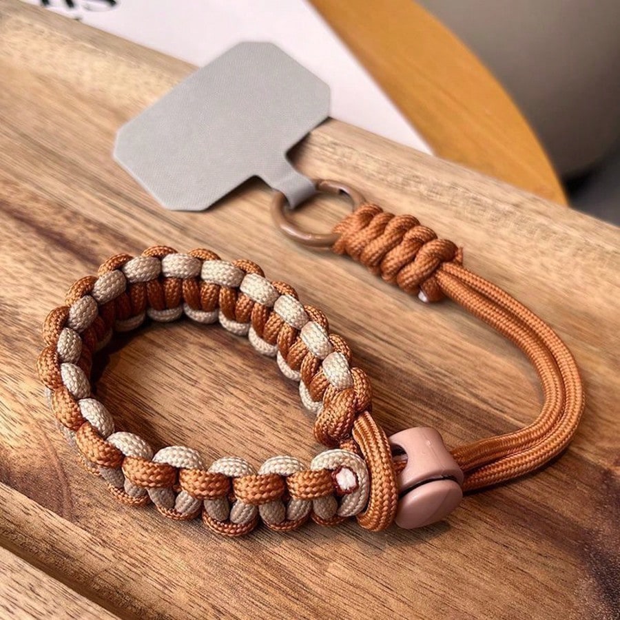 Adjustable Phone Lanyard Woven Pendant Wristband Short Strap Case Hanging Decor, Minimalist Thickened Dopamine Colorblock CCD Keychain Camera Phone Anti-Lost Anti-Drop Strap For Women And Men (All Bra