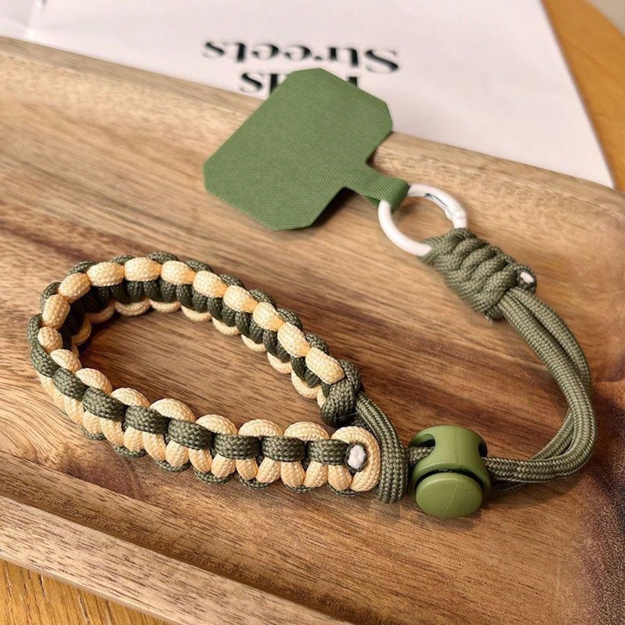 Adjustable Phone Lanyard Woven Pendant Wristband Short Strap Case Hanging Decor, Minimalist Thickened Dopamine Colorblock CCD Keychain Camera Phone Anti-Lost Anti-Drop Strap For Women And Men (All Bra