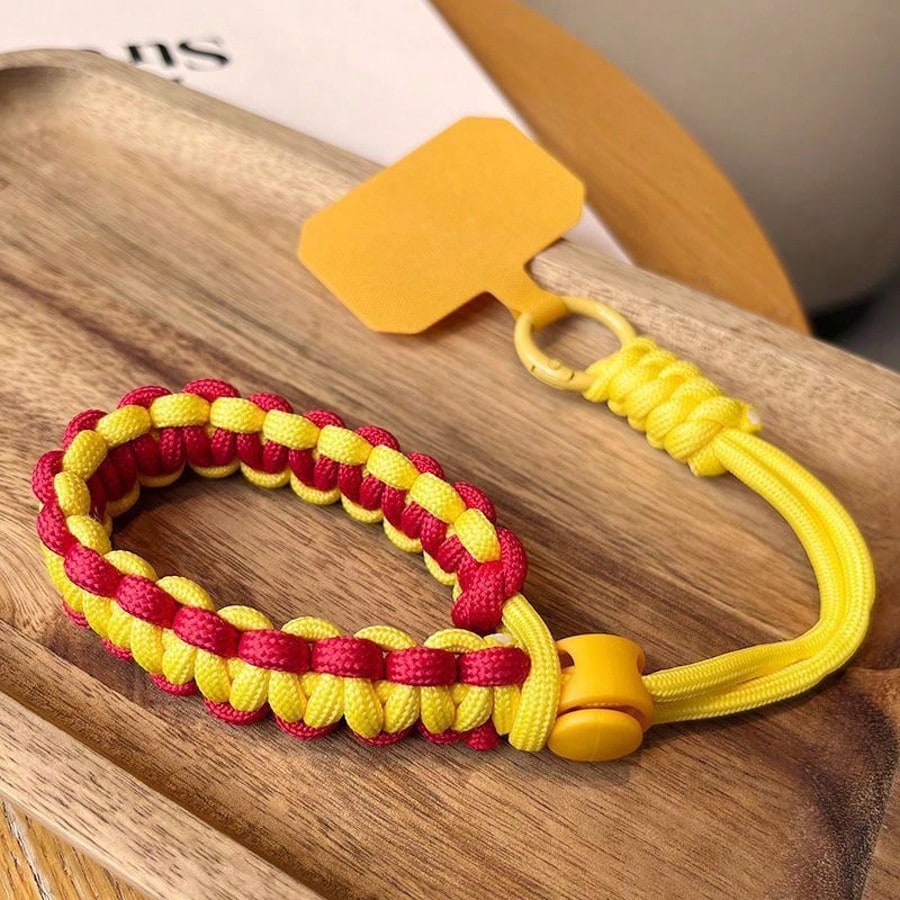 Adjustable Phone Lanyard Woven Pendant Wristband Short Strap Case Hanging Decor, Minimalist Thickened Dopamine Colorblock CCD Keychain Camera Phone Anti-Lost Anti-Drop Strap For Women And Men (All Bra