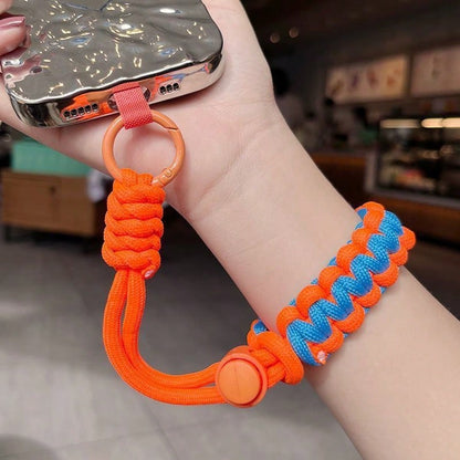 Adjustable Phone Lanyard Woven Pendant Wristband Short Strap Case Hanging Decor, Minimalist Thickened Dopamine Colorblock CCD Keychain Camera Phone Anti-Lost Anti-Drop Strap For Women And Men (All Bra