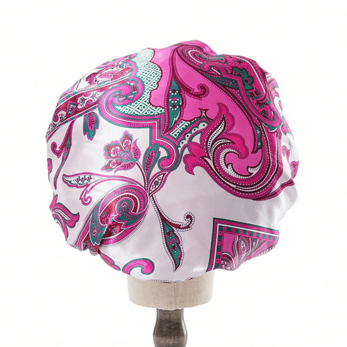 Adjustable Satin Double Layer Sleep Cap, Extra Large Printed Hair Protection Cap, Super Soft Women's Chemotherapy Cap