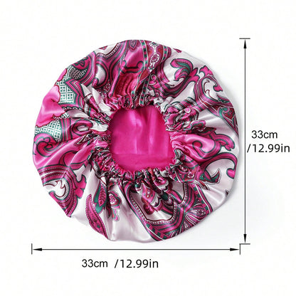 Adjustable Satin Double Layer Sleep Cap, Extra Large Printed Hair Protection Cap, Super Soft Women's Chemotherapy Cap