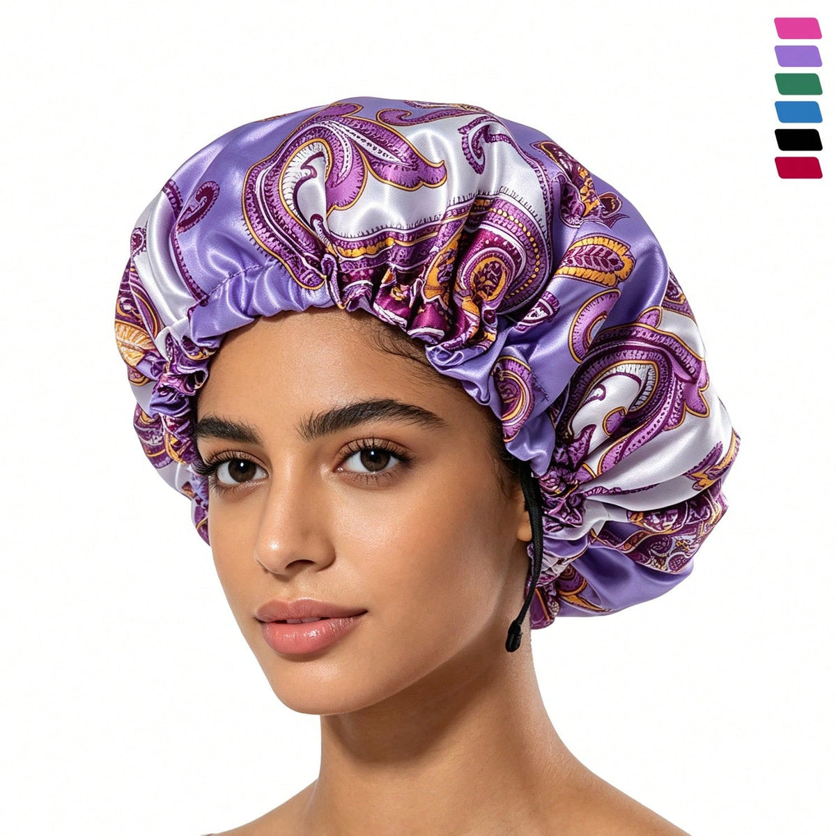Adjustable Satin Double Layer Sleep Cap, Extra Large Printed Hair Protection Cap, Super Soft Women's Chemotherapy Cap