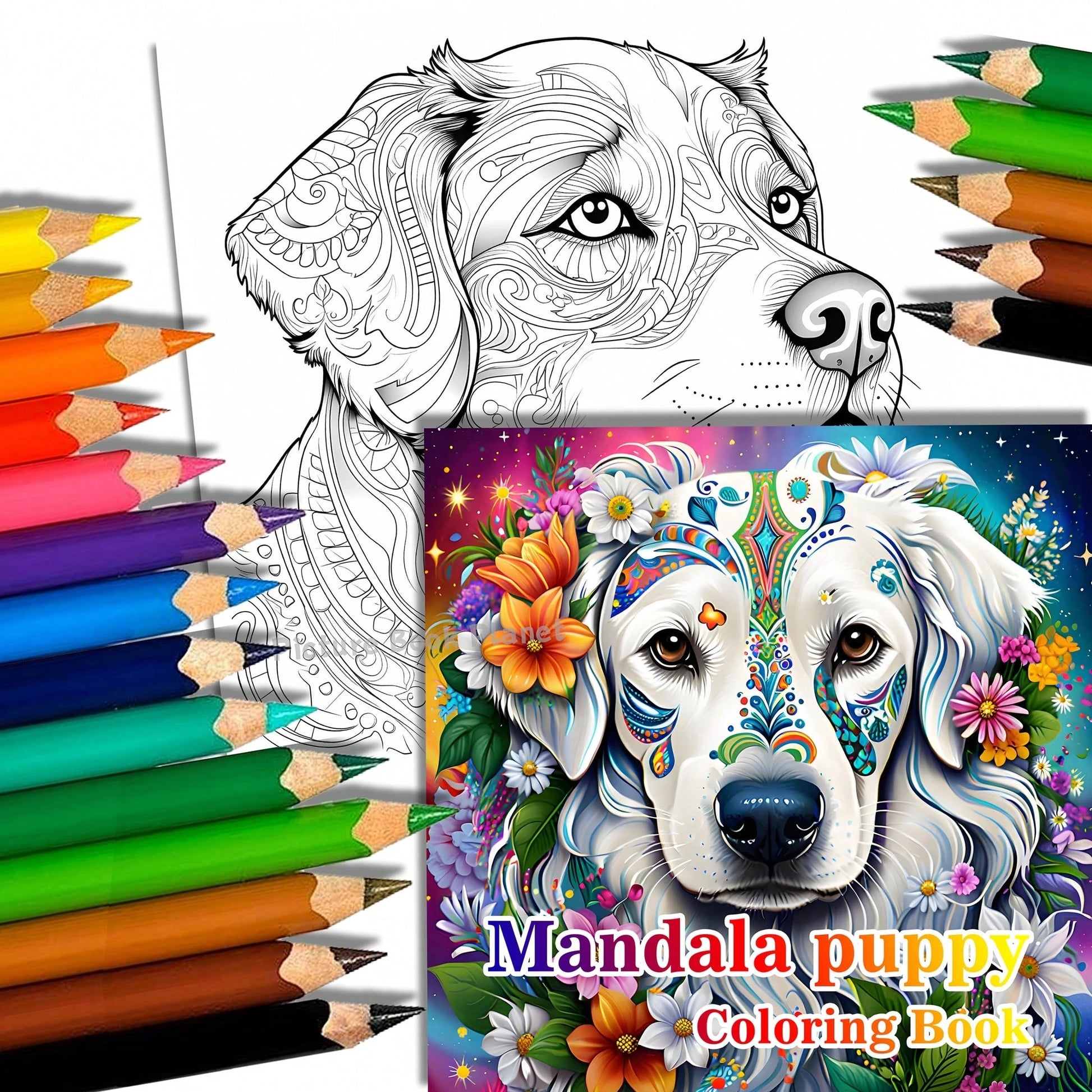 Adult And Teen Coloring Book- Mandala & Cute Puppy Theme, Blending Art And Nature Elements For A Vibrant Coloring Experience. Unique And Creative Style, Suitable For Daily Relaxation And Stress Relie