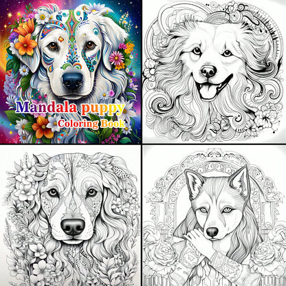 Adult And Teen Coloring Book- Mandala & Cute Puppy Theme, Blending Art And Nature Elements For A Vibrant Coloring Experience. Unique And Creative Style, Suitable For Daily Relaxation And Stress Relie