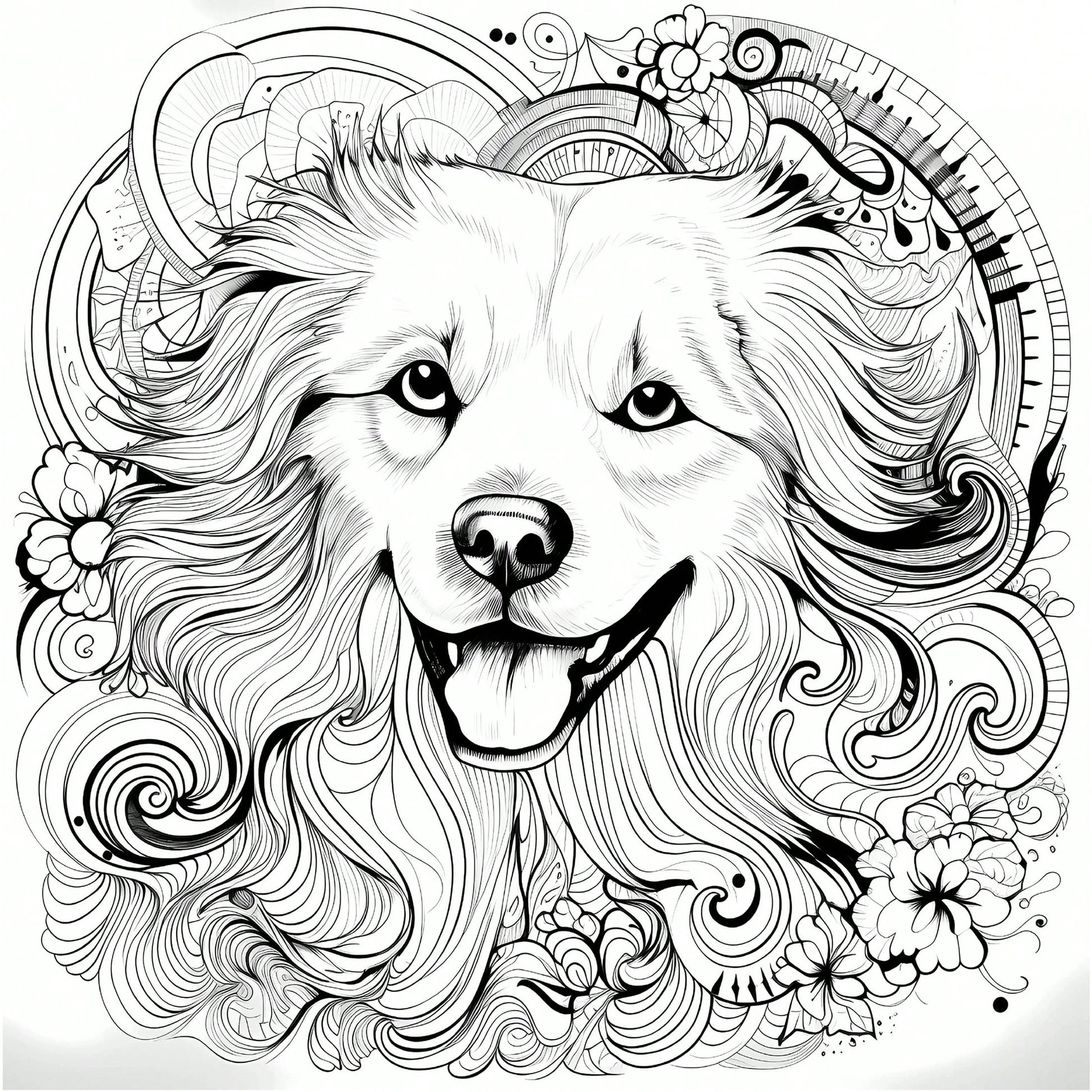 Adult And Teen Coloring Book- Mandala & Cute Puppy Theme, Blending Art And Nature Elements For A Vibrant Coloring Experience. Unique And Creative Style, Suitable For Daily Relaxation And Stress Relie