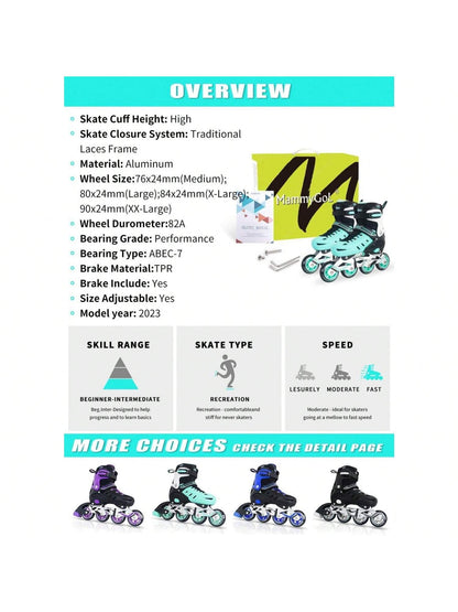 Adults Adjustable Inline Skates, Safe And Durable Roller Skates With Giant Wheels, High Performance Professional Skates For Men Women