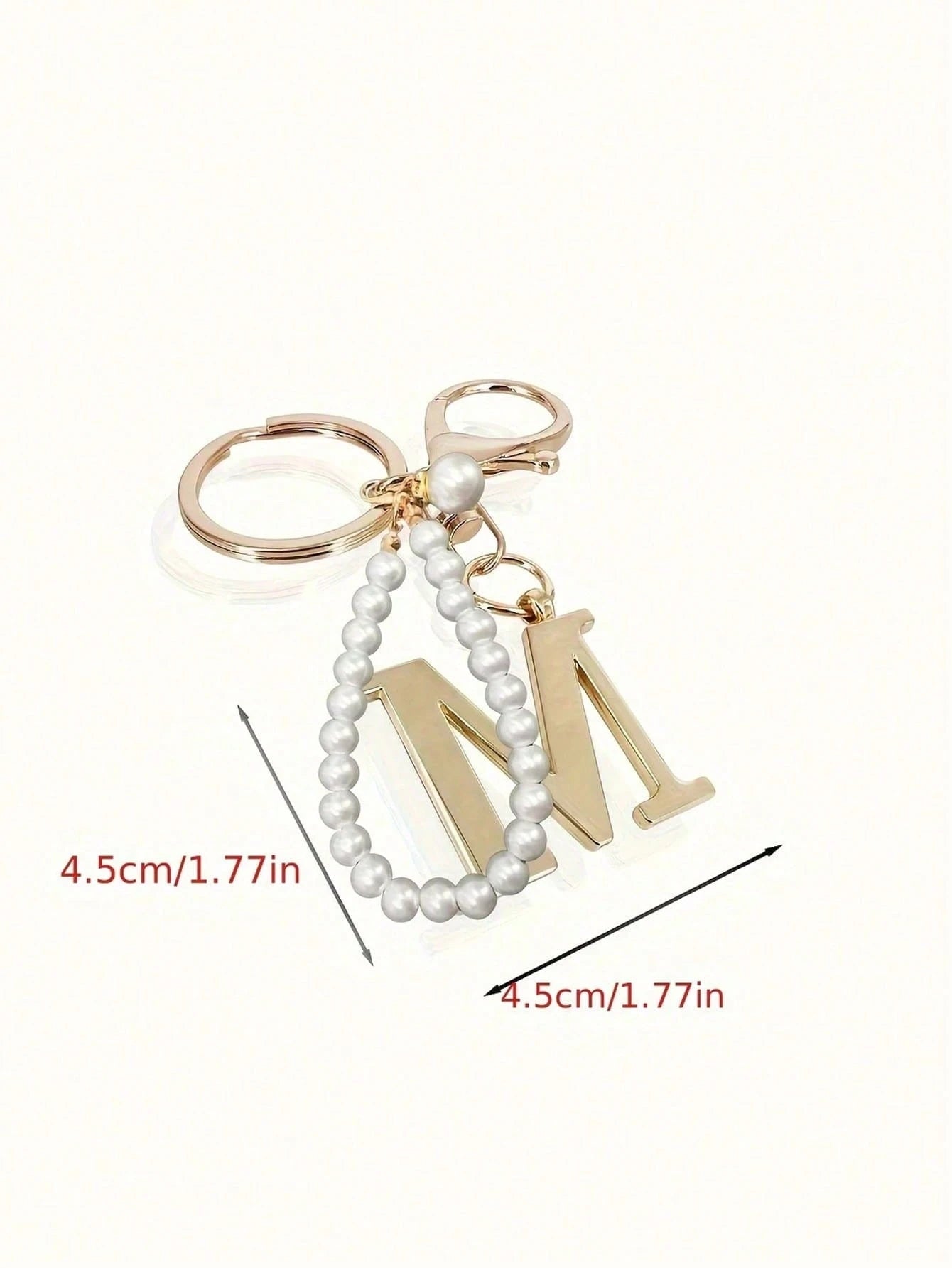 Advanced Elegant Golden Pearl Letter Keychain, Letters A-Z Three-Dimensional Pendant, Elegant Pearl Chain Flash Diamond Fashion Alloy Keychain Ring