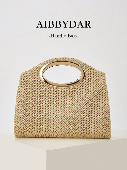 AIBBYDAR Women's Handbag, Khaki Fashion Woven Tote Bag, Holiday, Beach, Versatile Women's Crossbody Bag, Casual, Minimalist, Beach, Vacation Essential