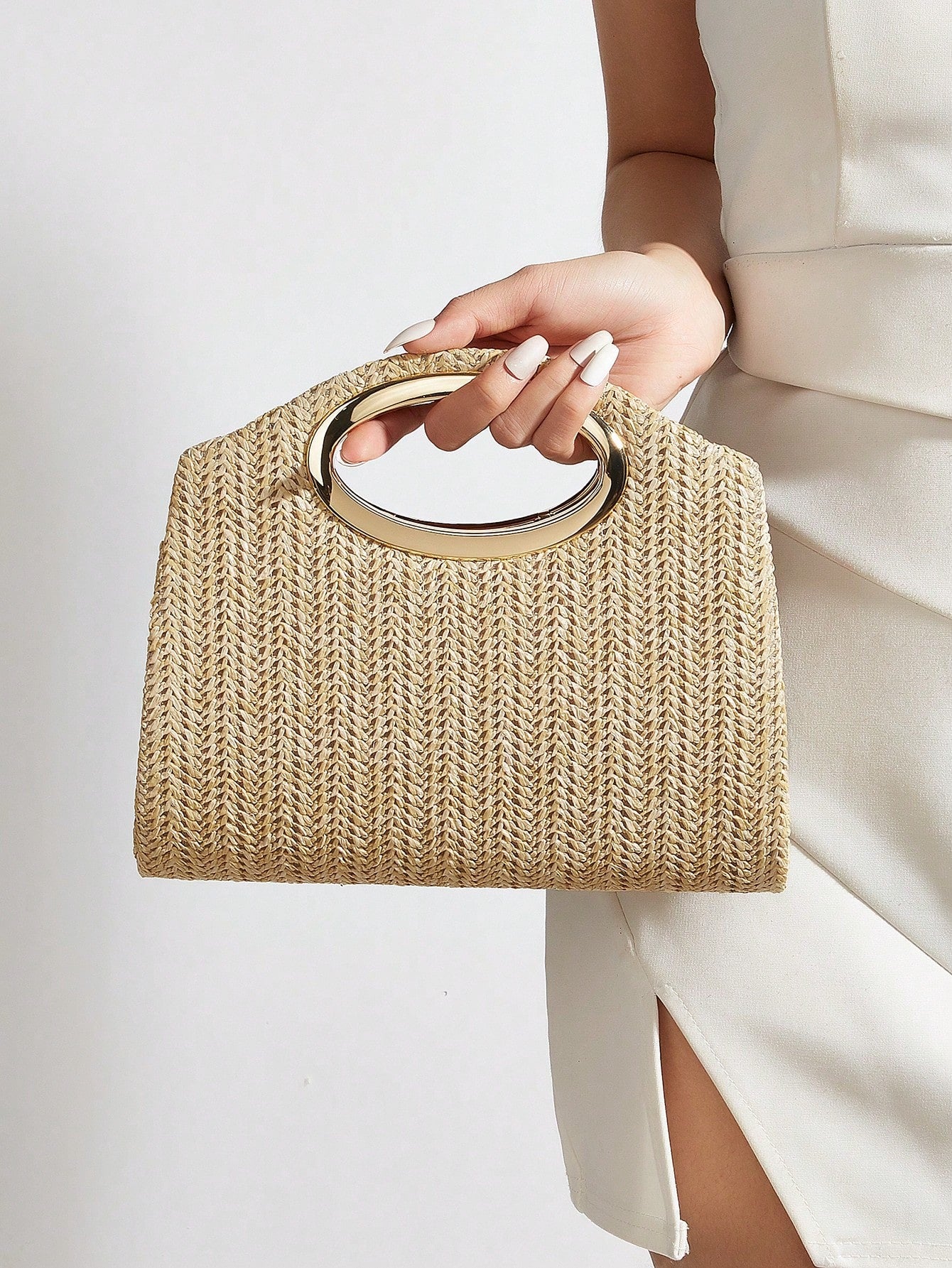 AIBBYDAR Women's Handbag, Khaki Fashion Woven Tote Bag, Holiday, Beach, Versatile Women's Crossbody Bag, Casual, Minimalist, Beach, Vacation Essential