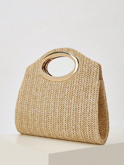 AIBBYDAR Women's Handbag, Khaki Fashion Woven Tote Bag, Holiday, Beach, Versatile Women's Crossbody Bag, Casual, Minimalist, Beach, Vacation Essential