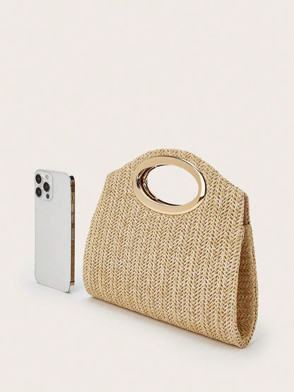 AIBBYDAR Women's Handbag, Khaki Fashion Woven Tote Bag, Holiday, Beach, Versatile Women's Crossbody Bag, Casual, Minimalist, Beach, Vacation Essential