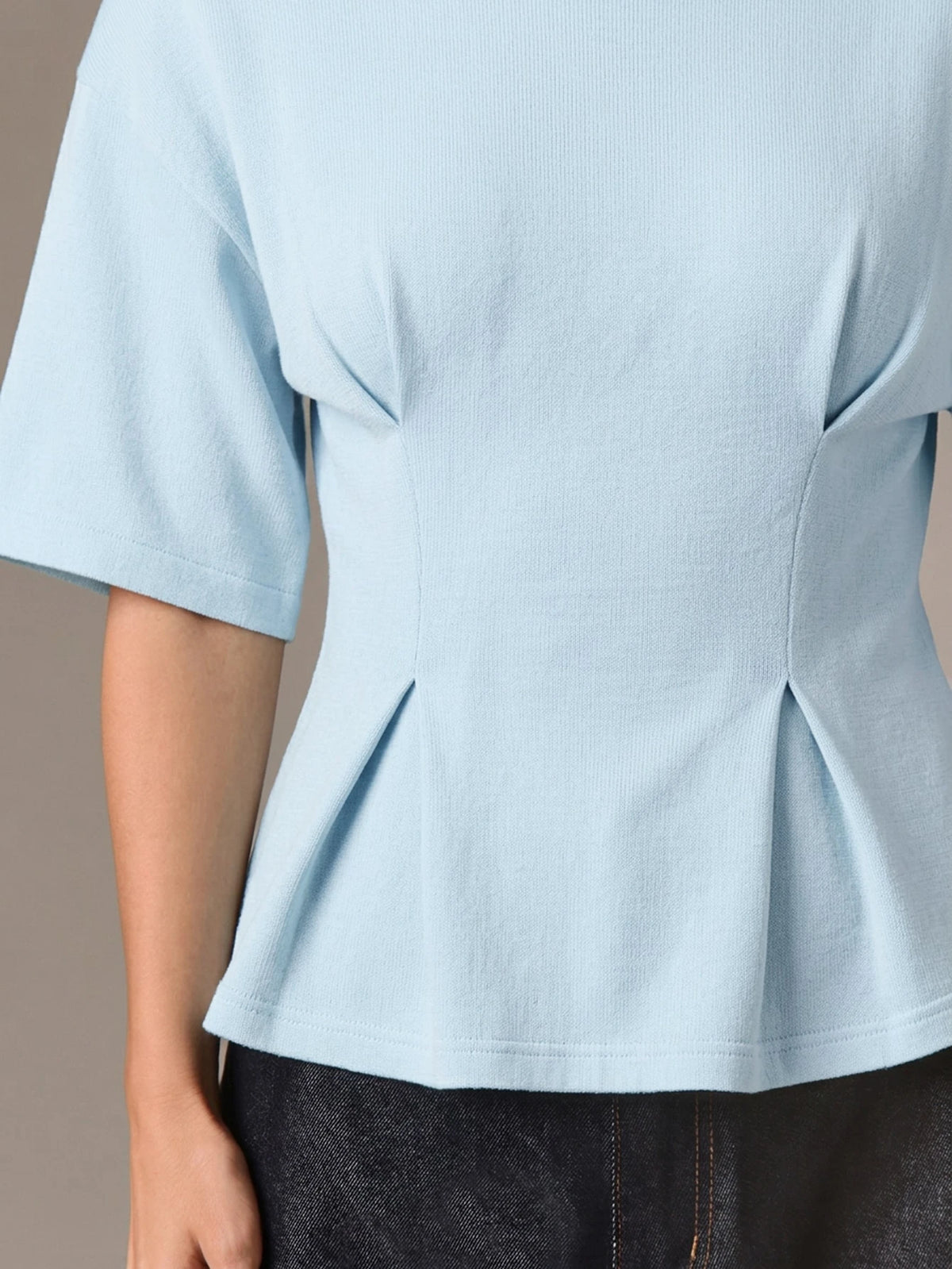 AiiRZ Women's Half Sleeve Cotton Peplum Top With Round Neckline And Relaxed Fit For Casual Spring Summer Wear