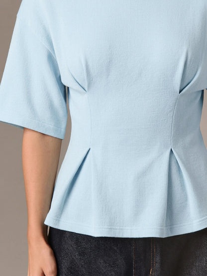 AiiRZ Women's Half Sleeve Cotton Peplum Top With Round Neckline And Relaxed Fit For Casual Spring Summer Wear