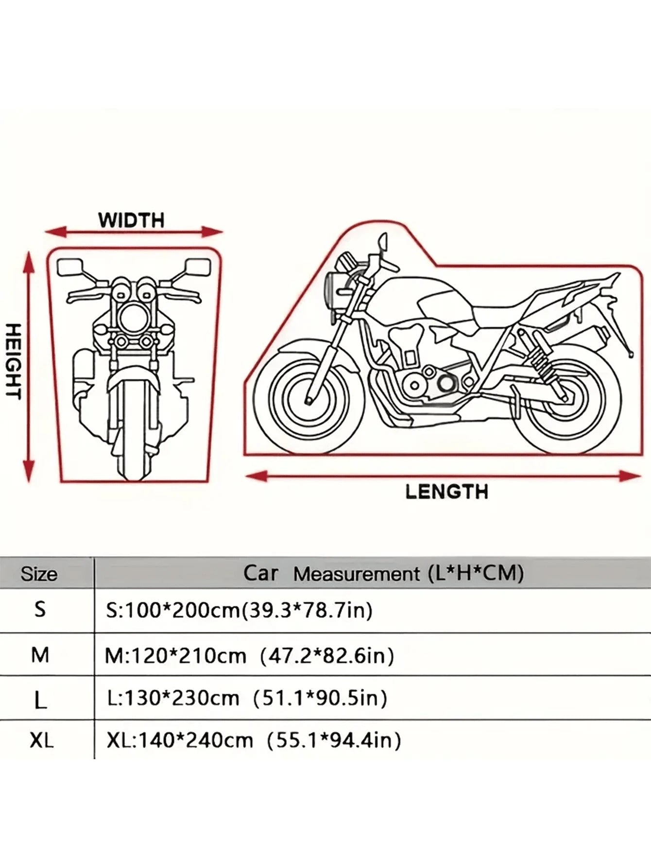 All-Season Motorcycle/Bicycle Single-Layer Rain Cover, Waterproof, UV Protection, Snow Protection, Dust Protection, Suitable For Motorcycles And Bicycles