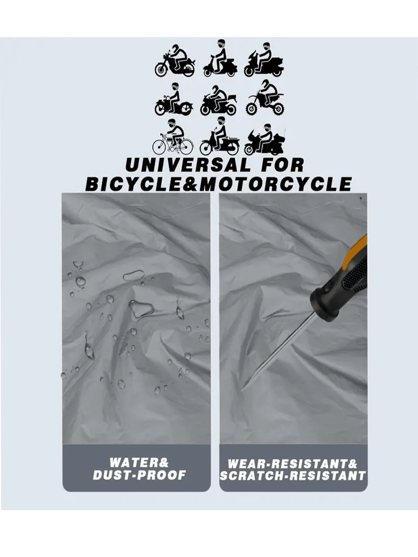 All-Season Motorcycle/Bicycle Single-Layer Rain Cover, Waterproof, UV Protection, Snow Protection, Dust Protection, Suitable For Motorcycles And Bicycles