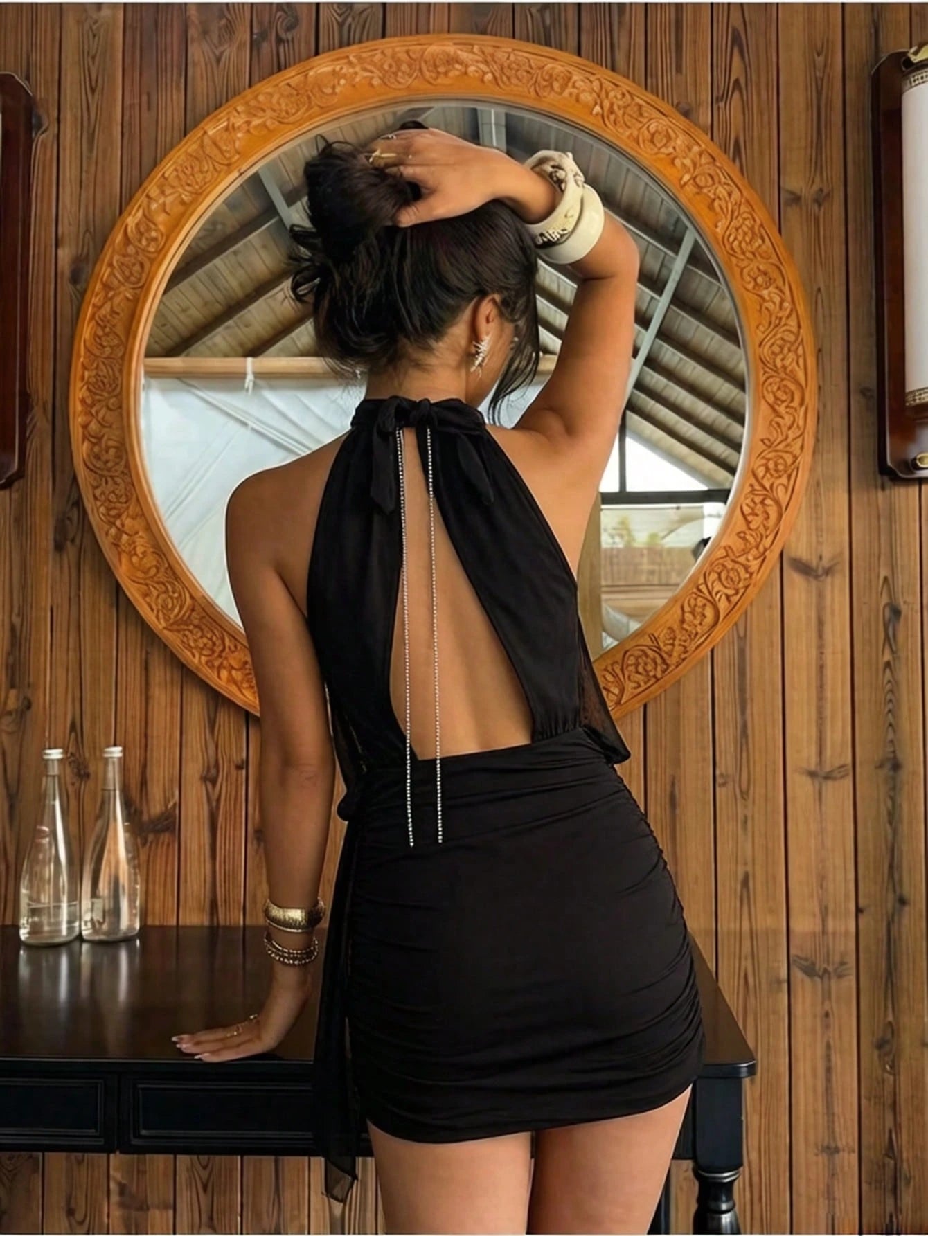Allurite Black Color Sexy Bodycon Mini Dress,Off-Shoulder Design Highlights Shoulder And Neck Lines,Perfect Nightclub Photoshoots,Clubbing Outfits,Beach Vacation Outfits,Beach Party Dresses,Vaca