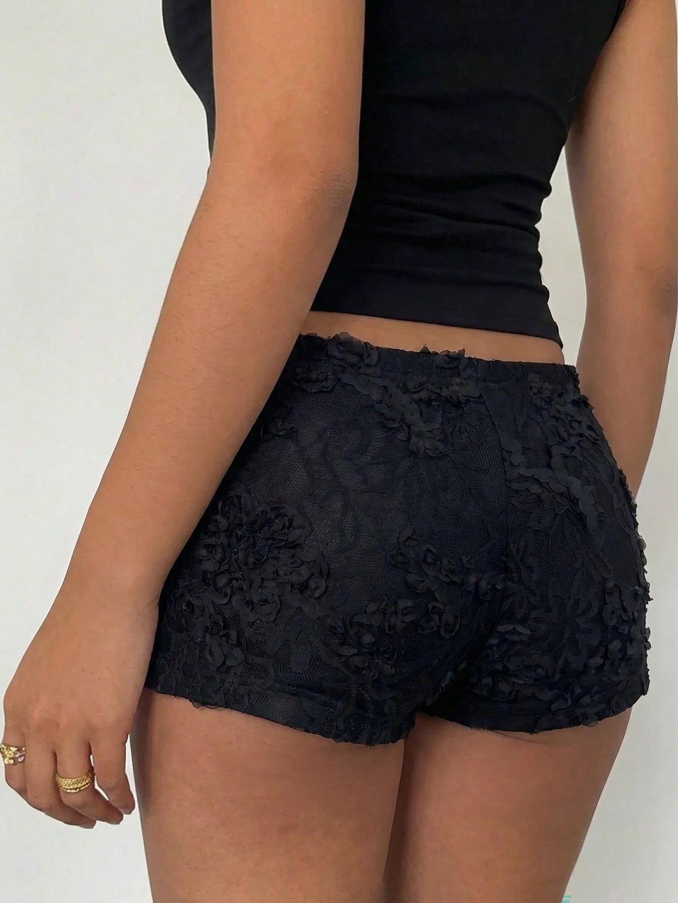 Aloruh Women's New Lace Embroidered Low Waist Super Short Shorts, Suitable For Wedding Season, Music Festivals, Boho, Dates, Sexy