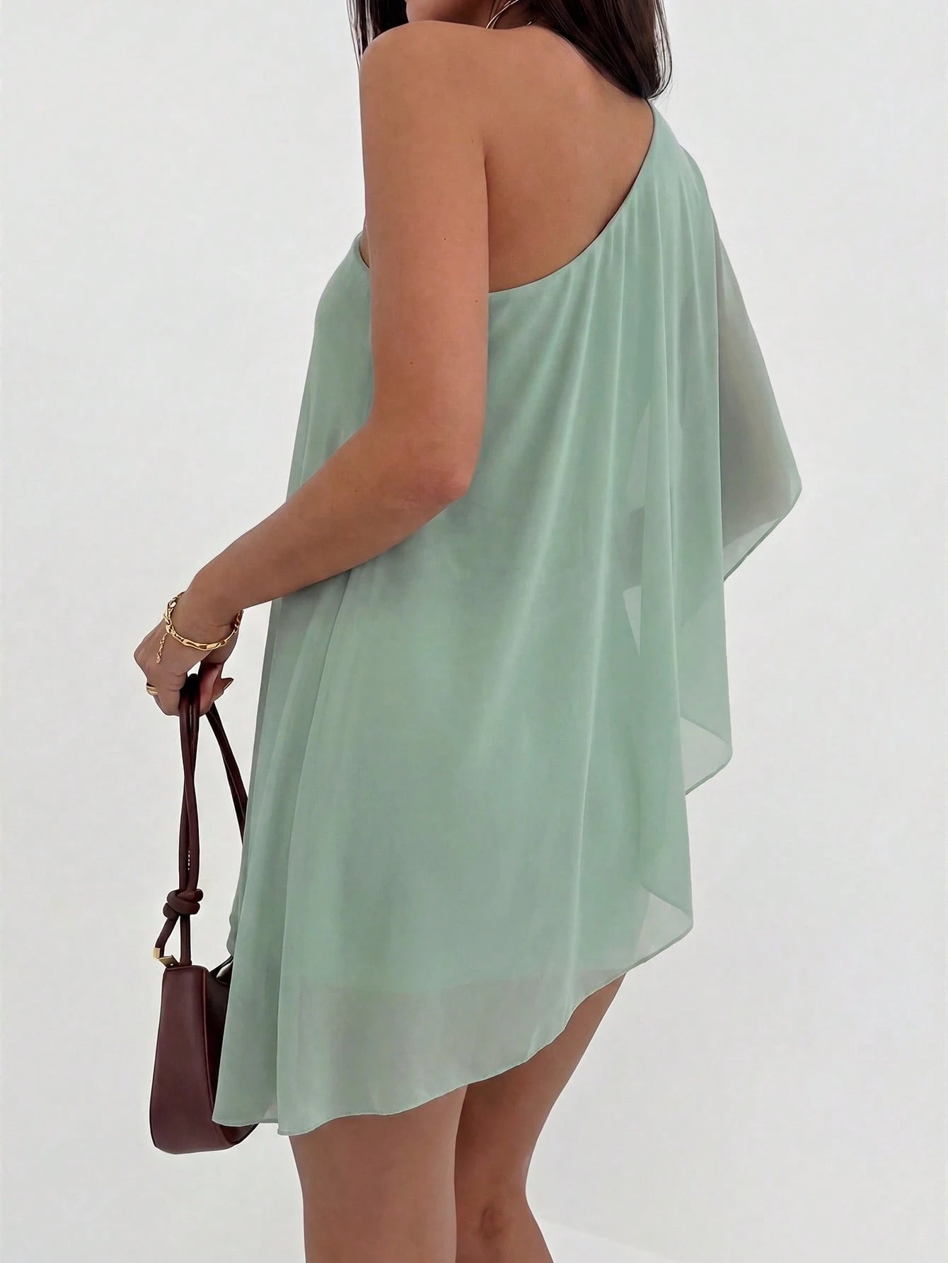 Aloruh Women's Vacation Asymmetric Asymmetric Neck Mini Dress