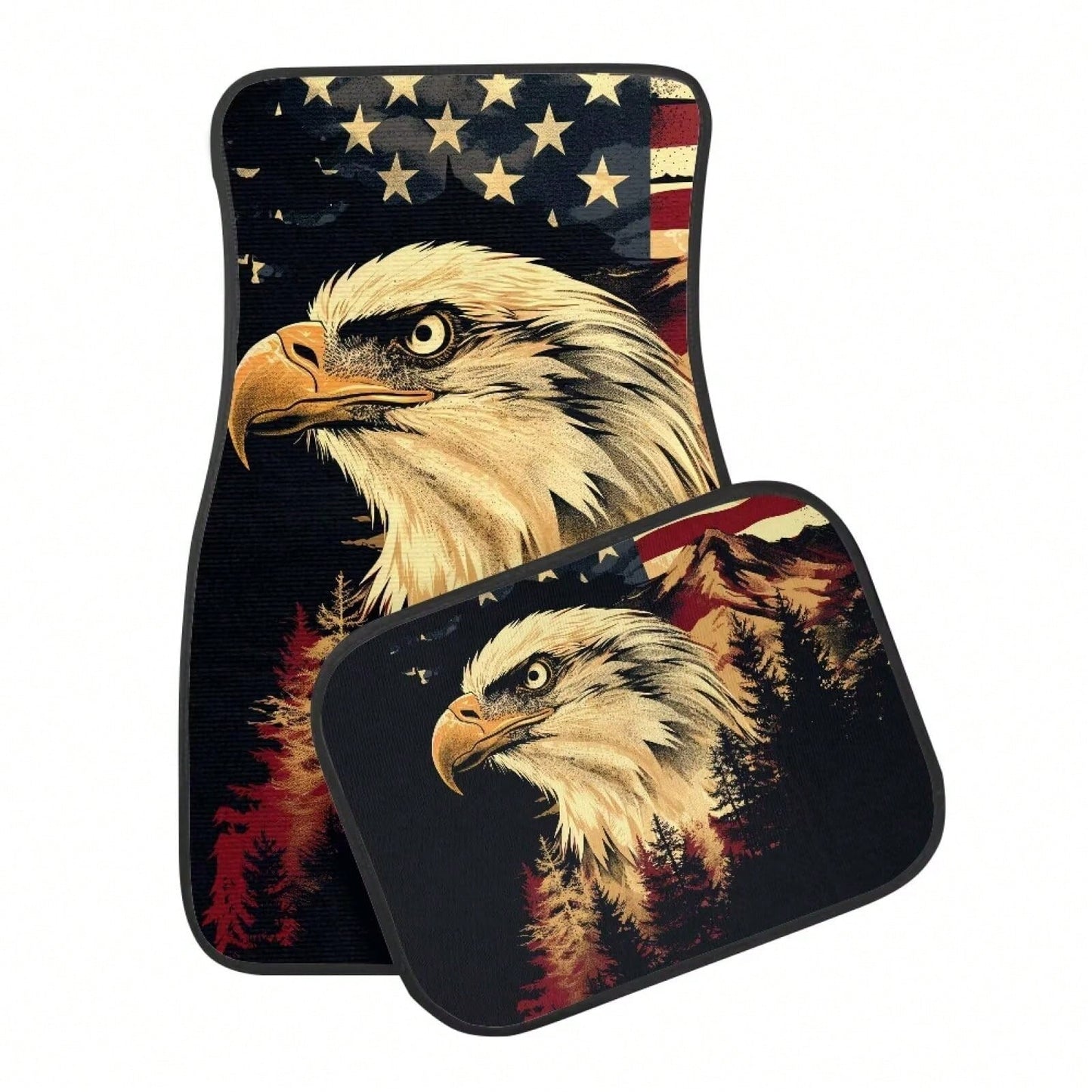 American Flag Car Floor Mats Full Set 4 Pack Auto Front & Rear Carpet Universal Size For Auto Truck Van SUV Statue Of Liberty Print Car Floor Mats 4 Pcs