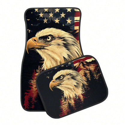 American Flag Car Floor Mats Full Set 4 Pack Auto Front & Rear Carpet Universal Size For Auto Truck Van SUV Statue Of Liberty Print Car Floor Mats 4 Pcs