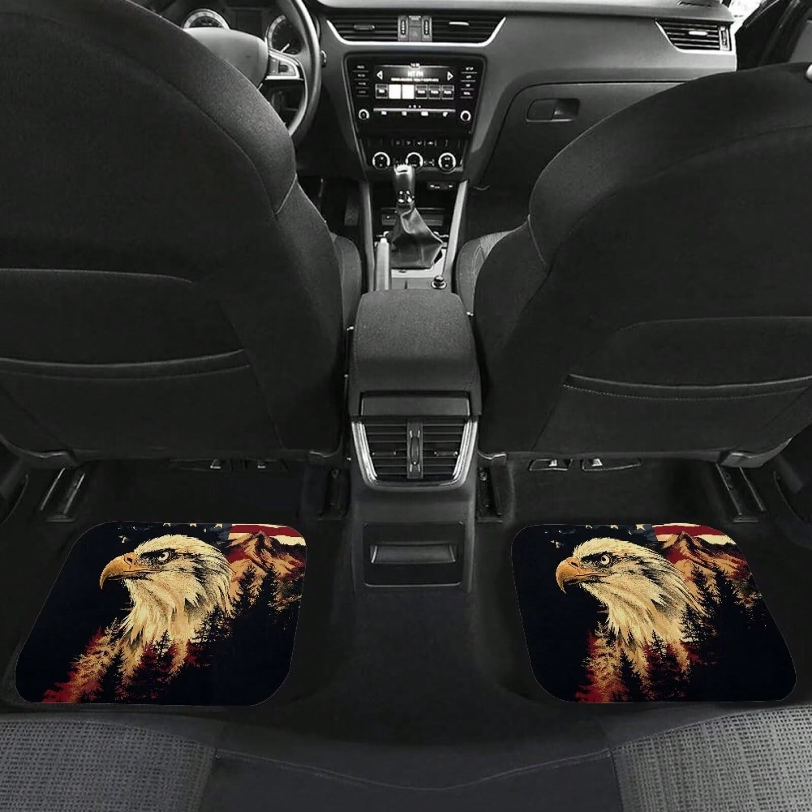 American Flag Car Floor Mats Full Set 4 Pack Auto Front & Rear Carpet Universal Size For Auto Truck Van SUV Statue Of Liberty Print Car Floor Mats 4 Pcs