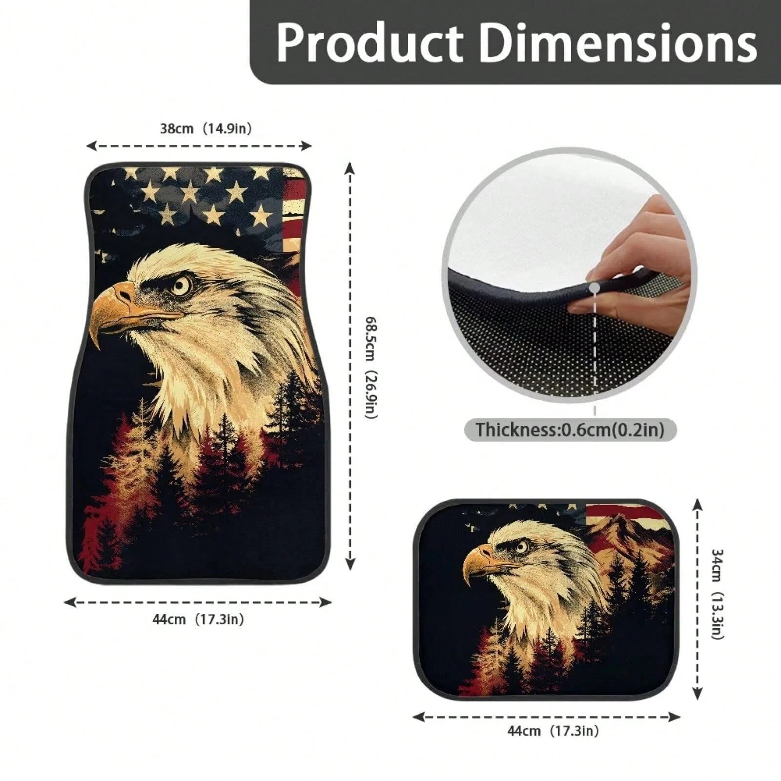 American Flag Car Floor Mats Full Set 4 Pack Auto Front & Rear Carpet Universal Size For Auto Truck Van SUV Statue Of Liberty Print Car Floor Mats 4 Pcs