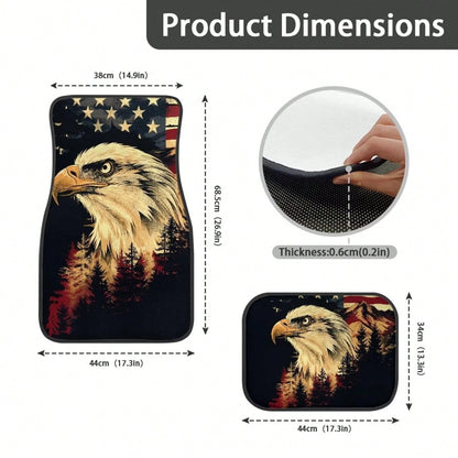 American Flag Car Floor Mats Full Set 4 Pack Auto Front & Rear Carpet Universal Size For Auto Truck Van SUV Statue Of Liberty Print Car Floor Mats 4 Pcs