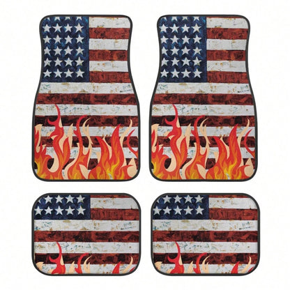 American Flag Car Floor Mats Full Set 4 Pack Auto Front & Rear Carpet Universal Size For Auto Truck Van SUV Statue Of Liberty Print Car Floor Mats 4 Pcs