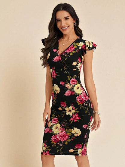 Amorya Women's Floral Print Bodycon Dress