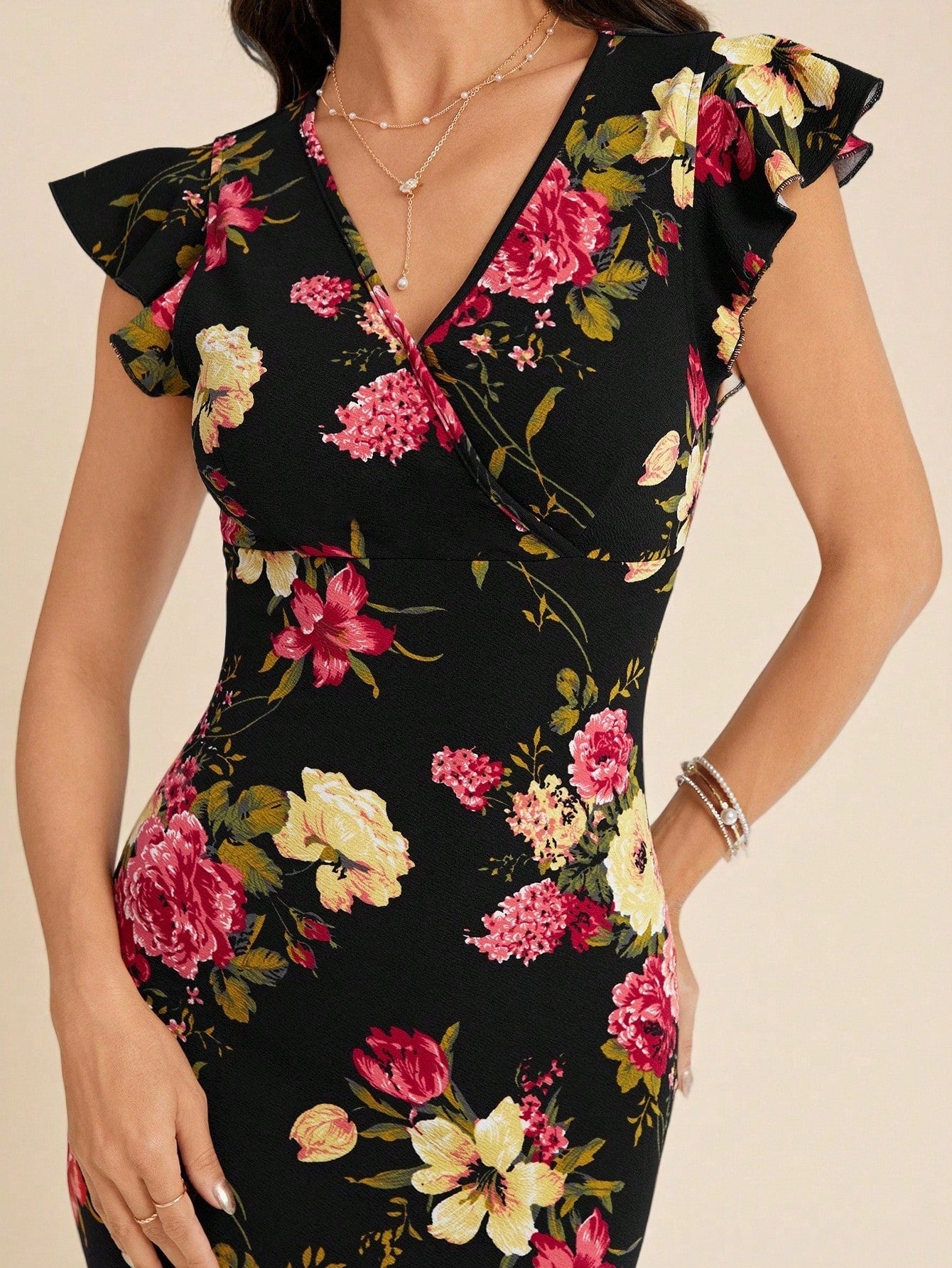Amorya Women's Floral Print Bodycon Dress