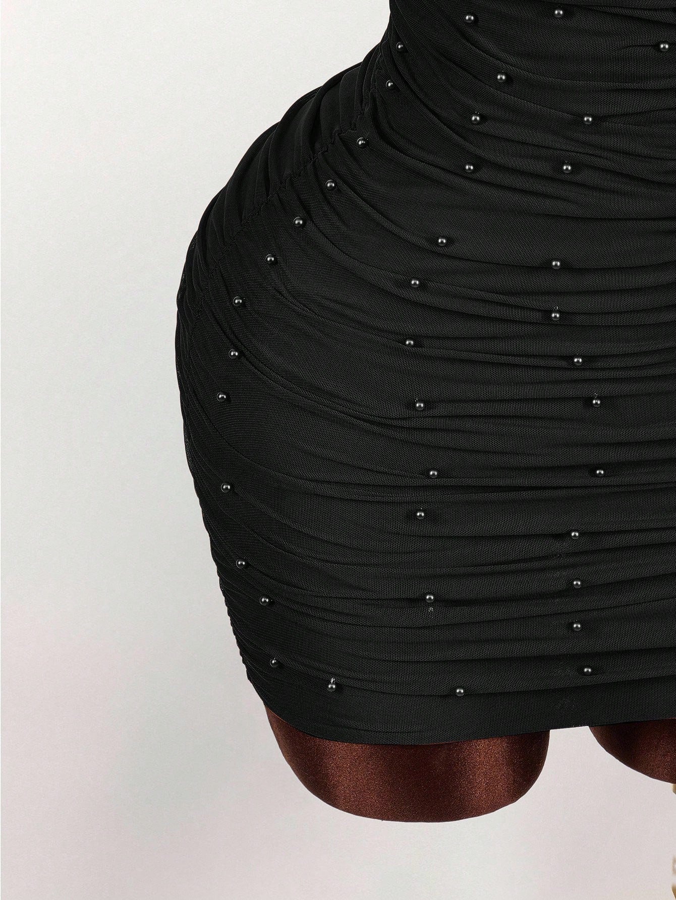 Amplova Vintage Earthy Tone Beaded Design Low-Cut Mini Party Dress Club Black Night Out Dresses Cocktail For Women