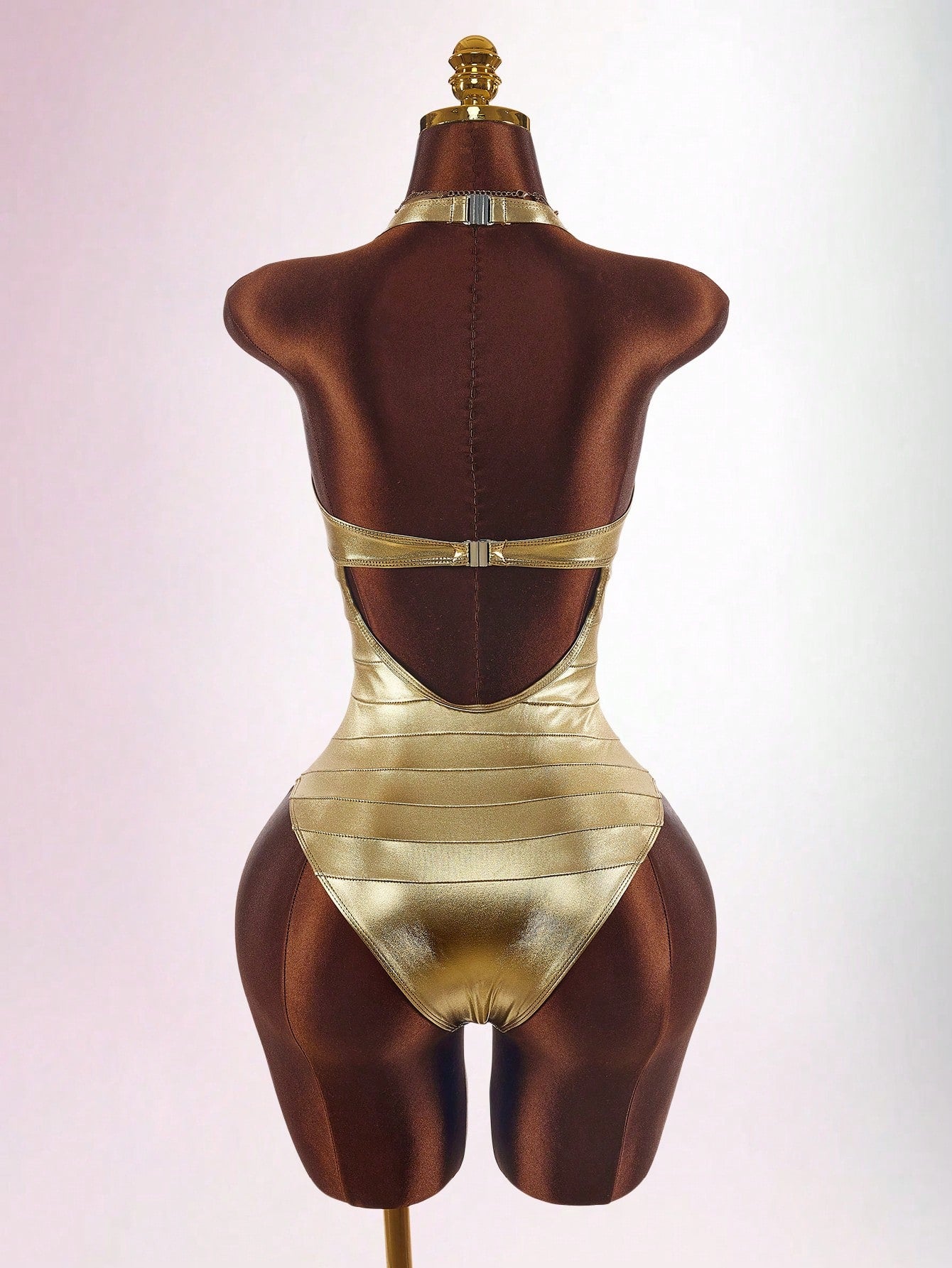 Amplova Women's One-Piece Swimsuit Gold Faux Bandage Style Sexy Avant-Garde Suitable For Vacation Wear Bathing Suits For Women